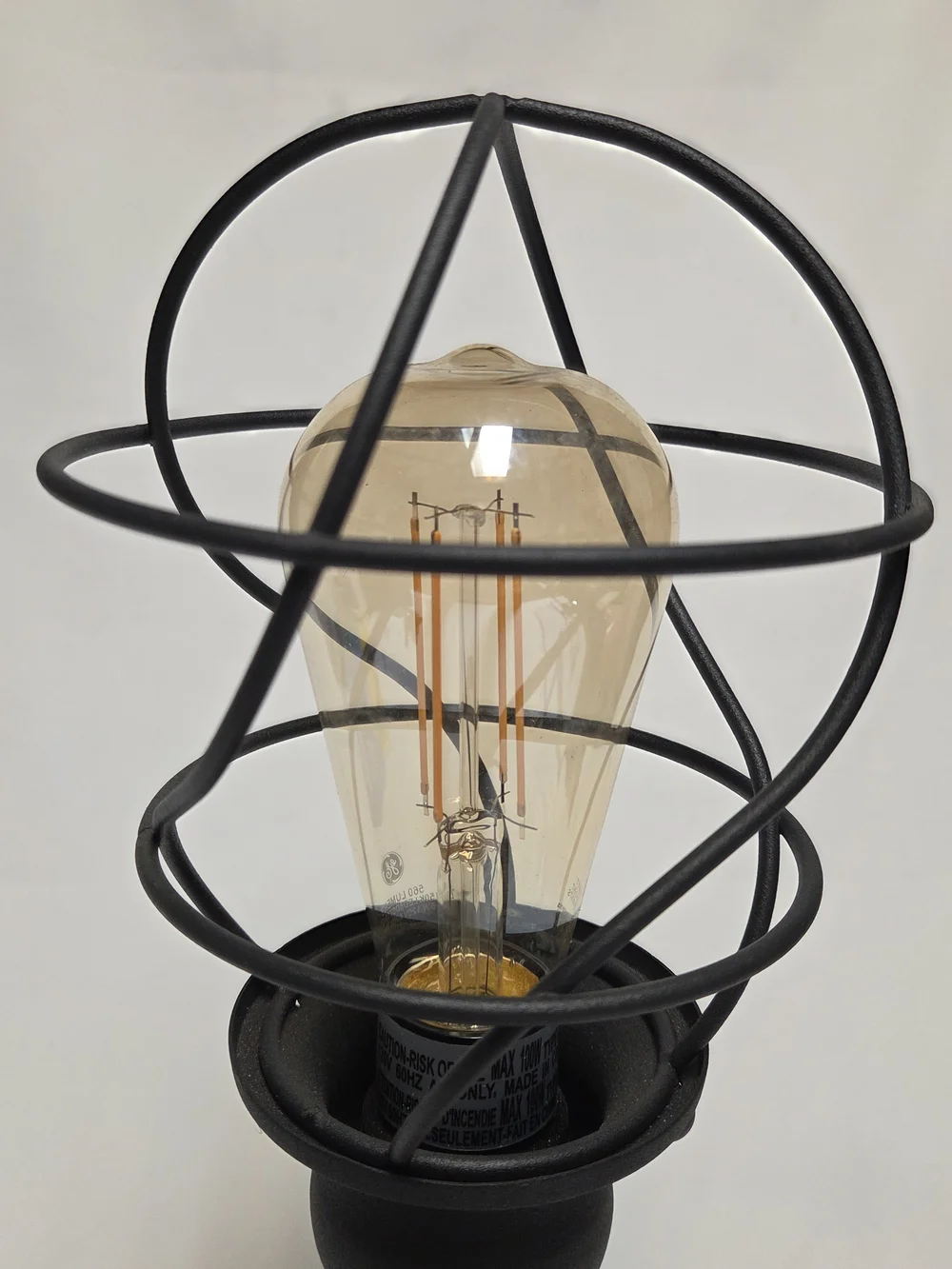 Industrial Black Metal Cage Table Lamp - Modern Home Accent